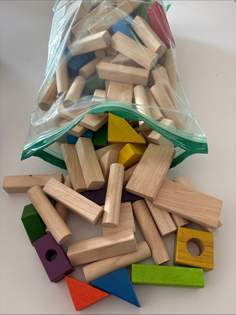 Wooden Building Block Set - Natural & Multicolor different shapes
